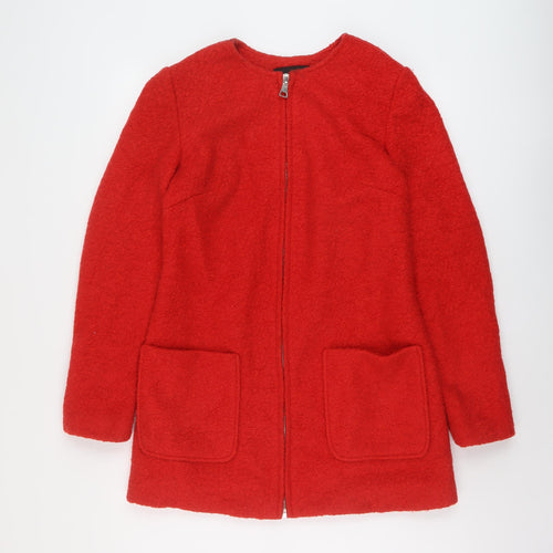 New Look Womens Red Pea Coat Coat Size 8 Zip