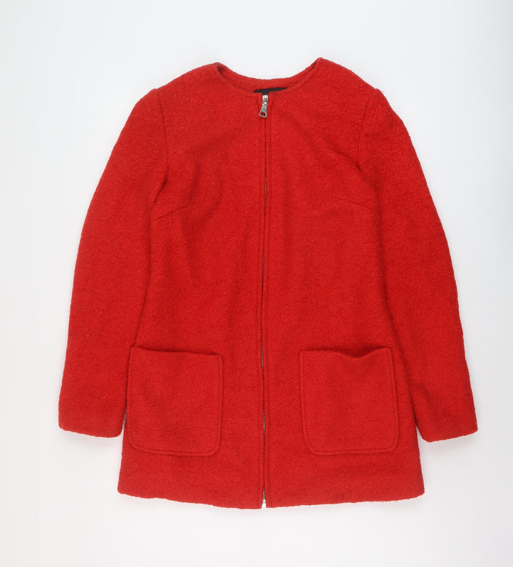 New Look Womens Red Pea Coat Coat Size 8 Zip