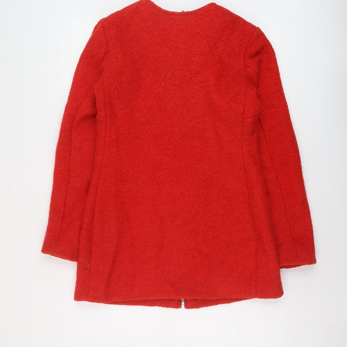 New Look Womens Red Pea Coat Coat Size 8 Zip