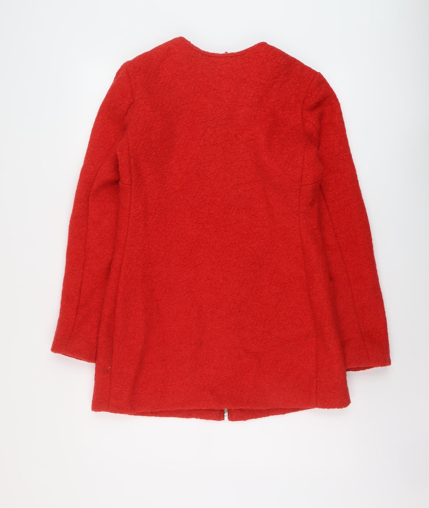 New Look Womens Red Pea Coat Coat Size 8 Zip