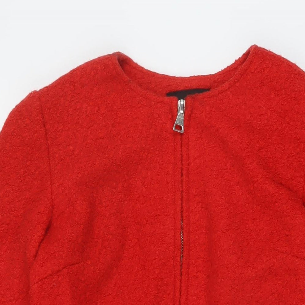 New Look Womens Red Pea Coat Coat Size 8 Zip