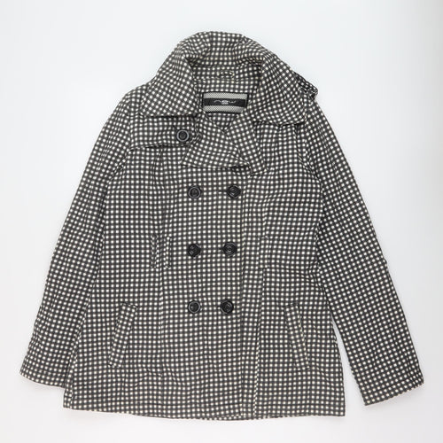 New Look Womens Black Check Jacket Size 14 Button