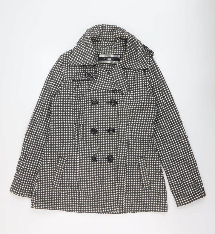 New Look Womens Black Check Jacket Size 14 Button