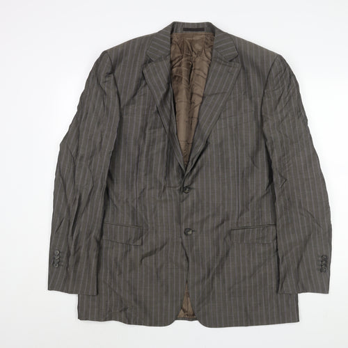 Ermenegildo Zegna Mens Grey Striped Mohair Jacket Suit Jacket Size 42 Regular