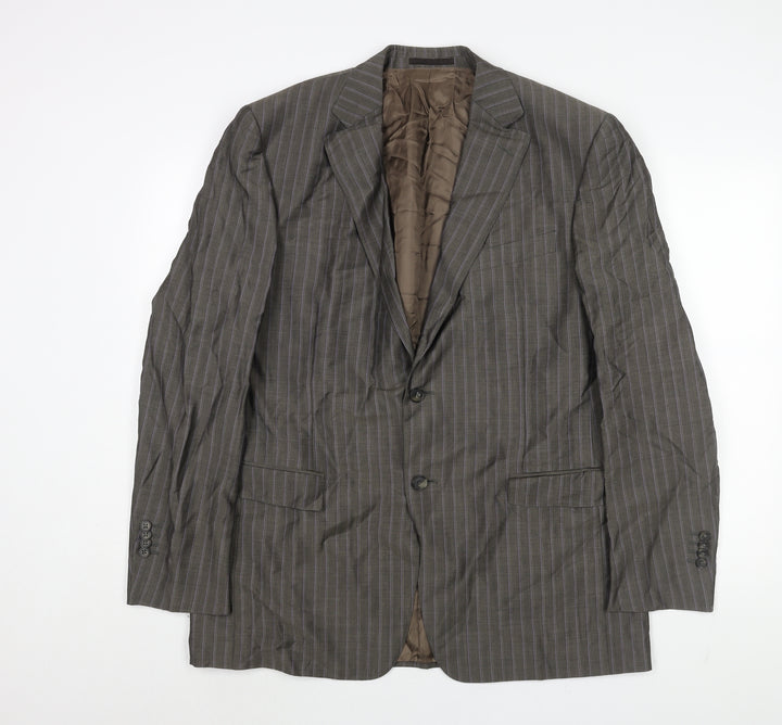 Ermenegildo Zegna Mens Grey Striped Mohair Jacket Suit Jacket Size 42 Regular