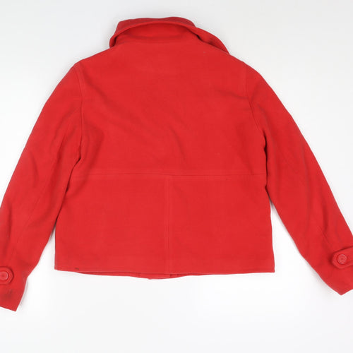 Jones New York Womens Red Pea Coat Coat Size S Button