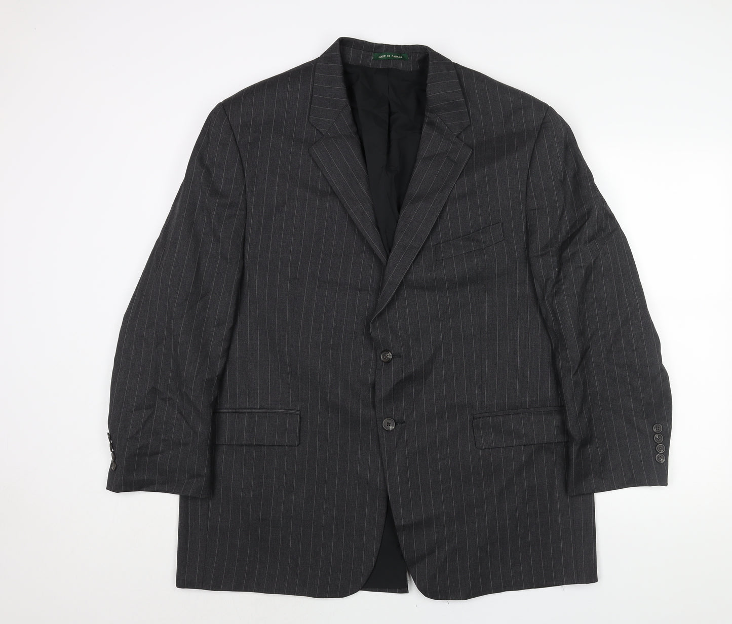 Lauren Ralph Lauren Mens Grey Striped Wool Jacket Suit Jacket Size 46 Regular