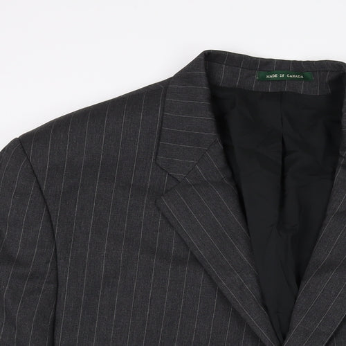 Lauren Ralph Lauren Mens Grey Striped Wool Jacket Suit Jacket Size 46 Regular