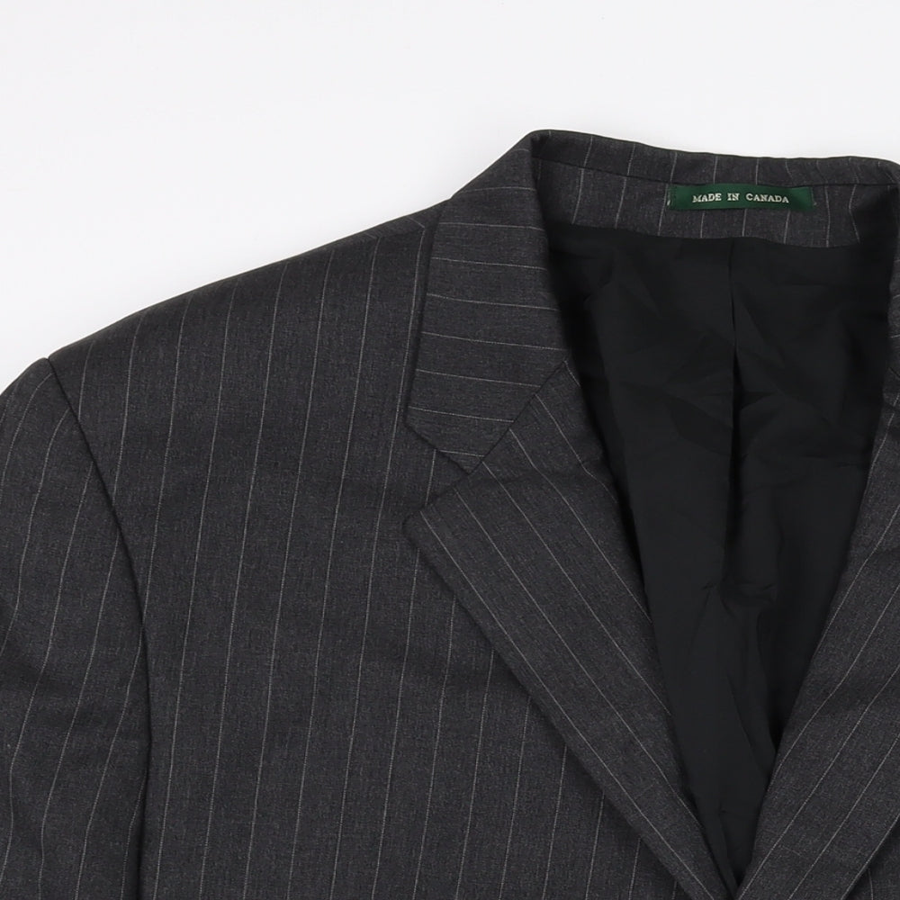 Lauren Ralph Lauren Mens Grey Striped Wool Jacket Suit Jacket Size 46 Regular