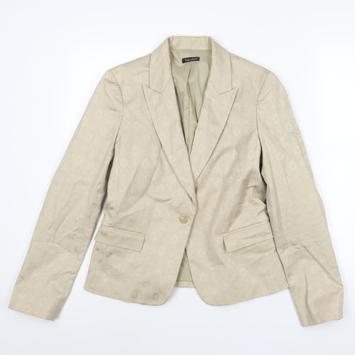 Tahari Womens Beige Geometric Cotton Jacket Suit Jacket Size 10