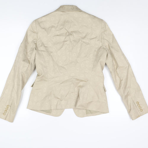 Tahari Womens Beige Geometric Cotton Jacket Suit Jacket Size 10