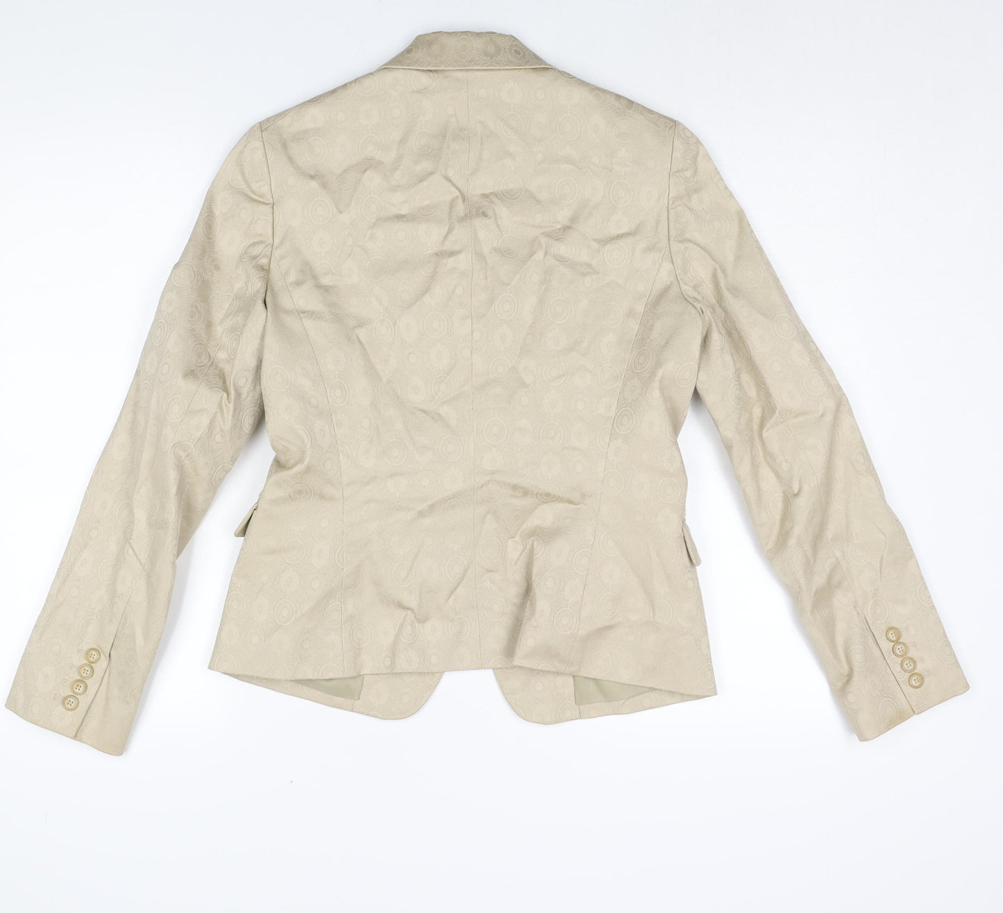 Tahari Womens Beige Geometric Cotton Jacket Suit Jacket Size 10