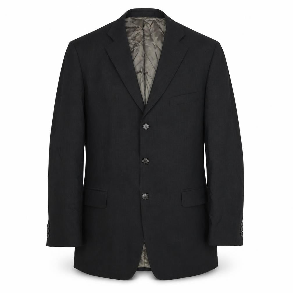 Front view of Marks & Spencer men’s black wool jacket suit jacket, size 42, regular