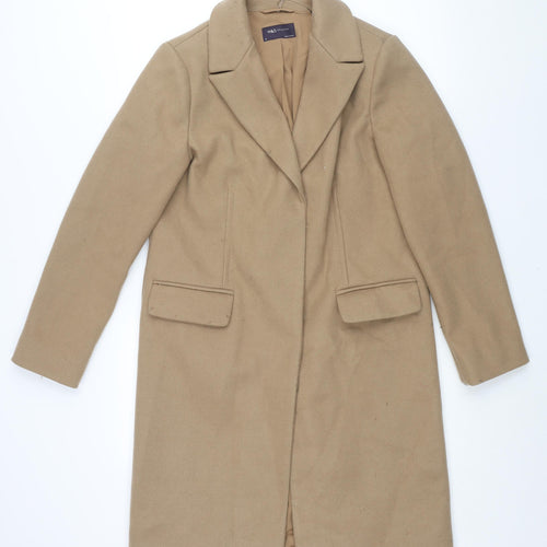Marks and Womens Brown Overcoat Coat Size 10 Snap