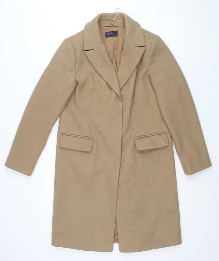 Marks and Womens Brown Overcoat Coat Size 10 Snap