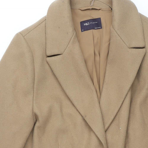 Marks and Womens Brown Overcoat Coat Size 10 Snap