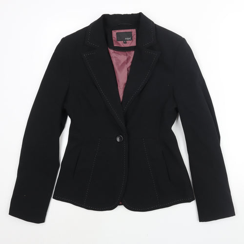 NEXT Womens Black Polyester Jacket Suit Jacket Size 8 - Stitch Detail