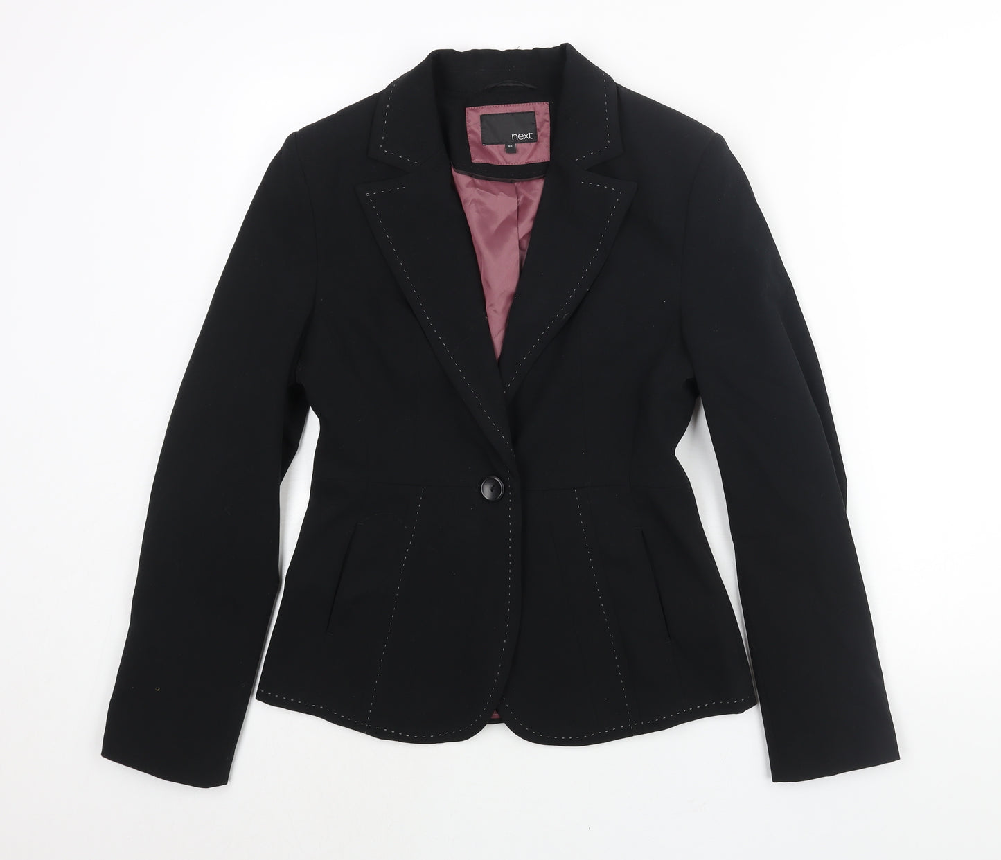 NEXT Womens Black Polyester Jacket Suit Jacket Size 8 - Stitch Detail