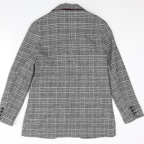 New Look Womens Black Check Jacket Blazer Size 10 Button