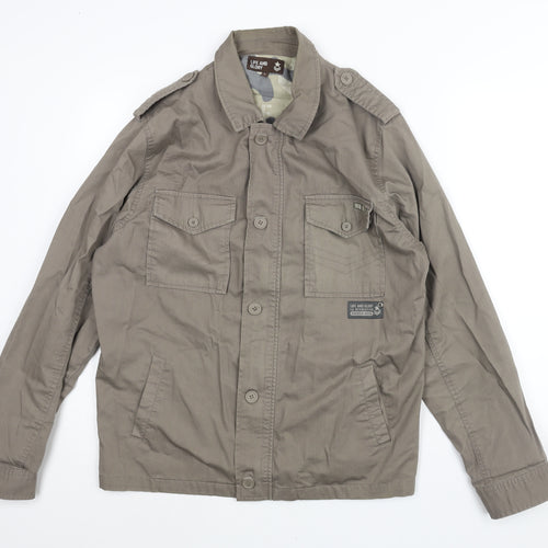 Life & Glory Mens Brown Military Jacket Jacket Size L Zip - Logo