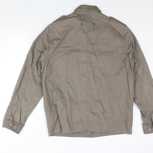Life & Glory Mens Brown Military Jacket Jacket Size L Zip - Logo