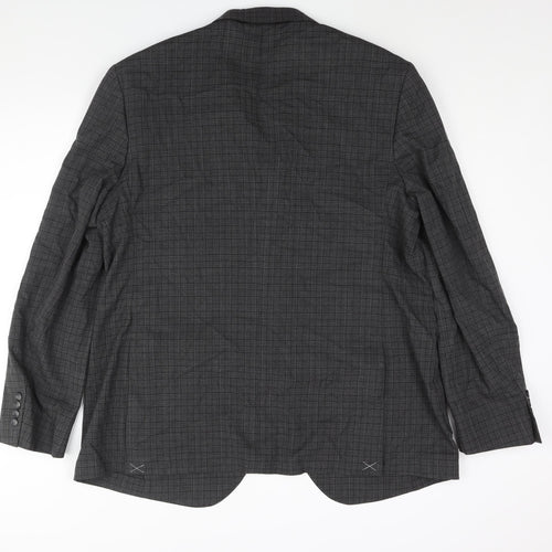 Marks and Spencer Mens Grey Check Polyester Jacket Suit Jacket Size 46 Regular - Unlined