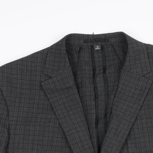 Marks and Spencer Mens Grey Check Polyester Jacket Suit Jacket Size 46 Regular - Unlined