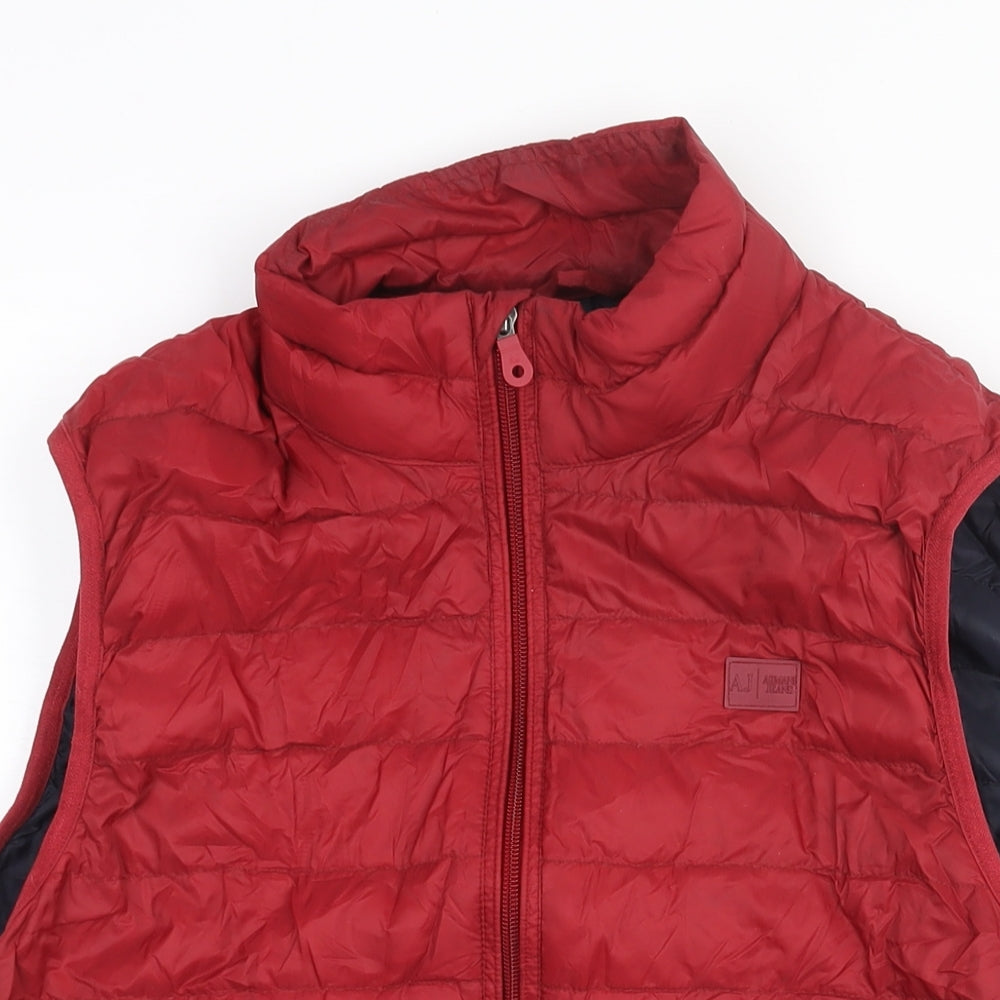 Armani Jeans Mens Red Gilet Jacket Size L Zip - Logo
