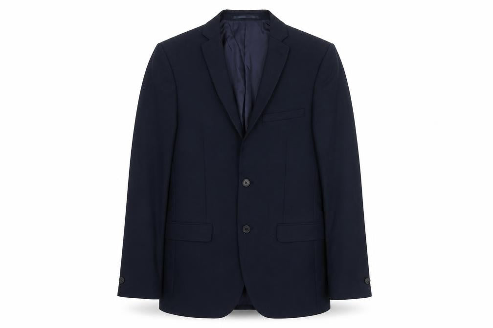 Front view of Red Herring men’s blue polyester jacket suit jacket, size 36, regular