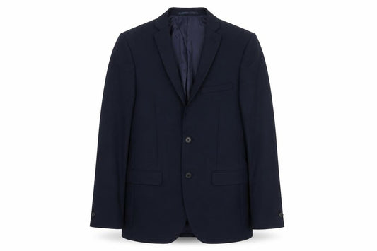 Front view of Red Herring men’s blue polyester jacket suit jacket, size 36, regular