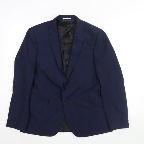 John Lewis Mens Blue Wool Jacket Suit Jacket Size 38 Regular