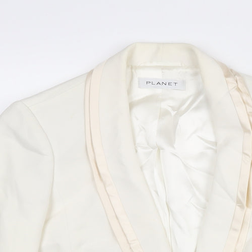 Planet Womens White Acetate Jacket Suit Jacket Size 8 - Satin Detail