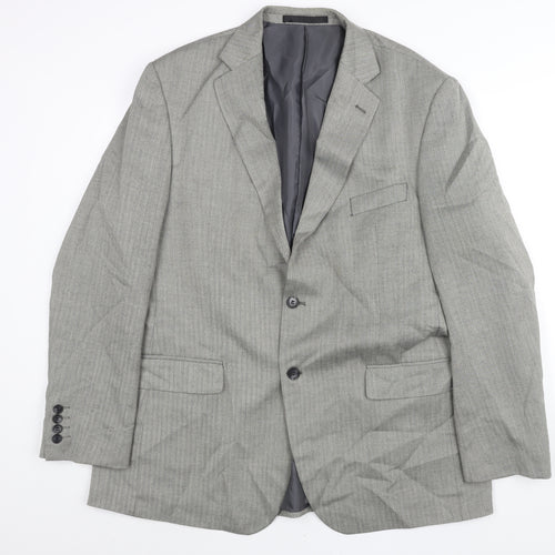 Marks and Spencer Mens Grey Herringbone Polyester Jacket Suit Jacket Size 44 Regular