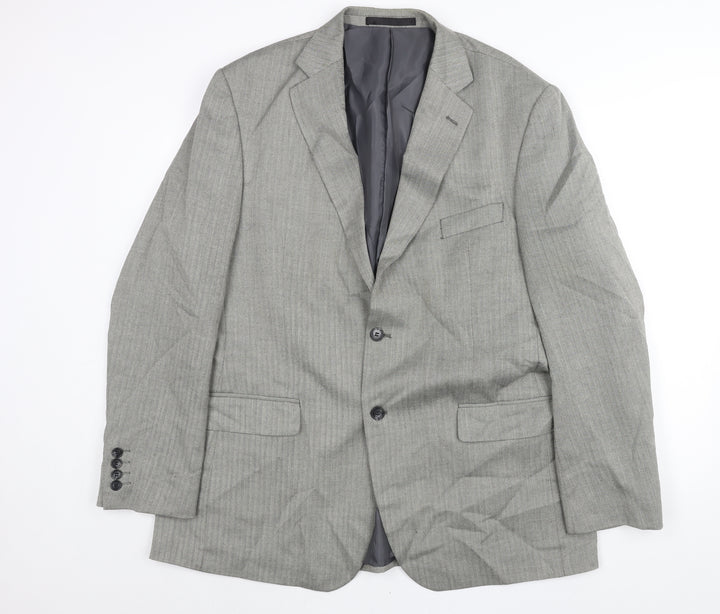 Marks and Spencer Mens Grey Herringbone Polyester Jacket Suit Jacket Size 44 Regular