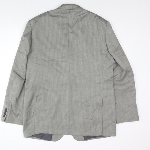 Marks and Spencer Mens Grey Herringbone Polyester Jacket Suit Jacket Size 44 Regular
