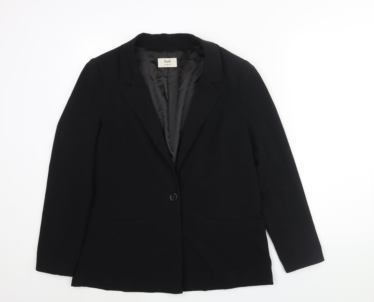 Hush Womens Black Polyester Jacket Suit Jacket Size 12