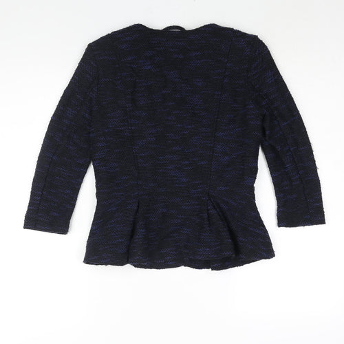 Divided by H&M Womens Blue Geometric Jacket Size 12 Zip - Peplum