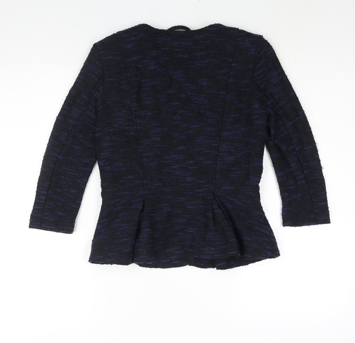 Divided by H&M Womens Blue Geometric Jacket Size 12 Zip - Peplum