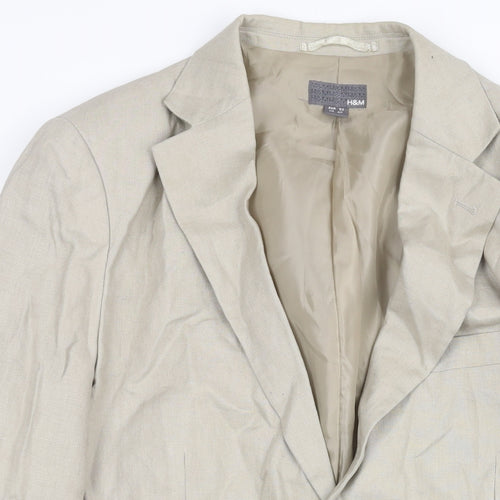 H&M Mens Beige Linen Jacket Suit Jacket Size 40 Regular