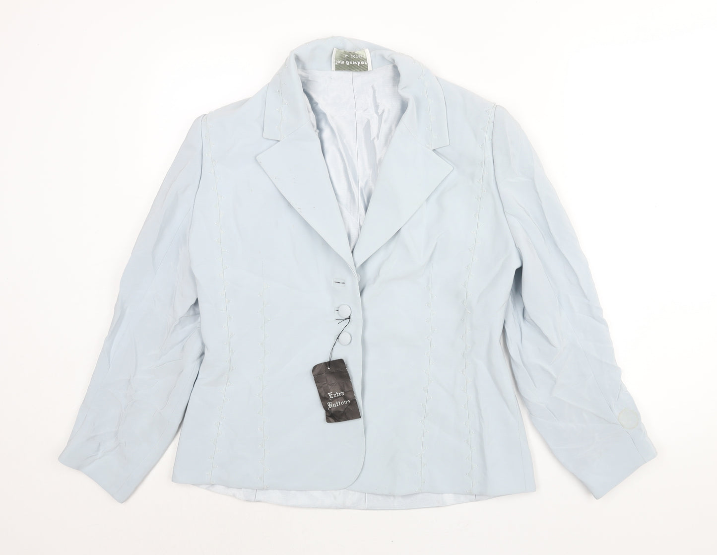 Tom Bowker Womens Blue Jacket Size L Button - Beading Mesh Detail Estimated Size