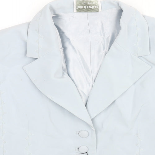 Tom Bowker Womens Blue Jacket Size L Button - Beading Mesh Detail Estimated Size