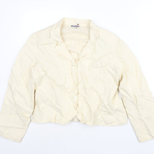 Phool Womens Ivory Floral Jacket Size 16 Button - Embroidered