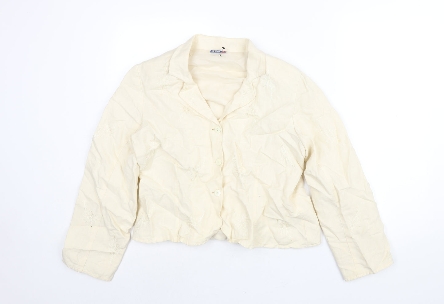 Phool Womens Ivory Floral Jacket Size 16 Button - Embroidered