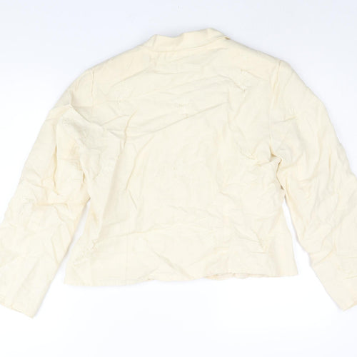 Phool Womens Ivory Floral Jacket Size 16 Button - Embroidered
