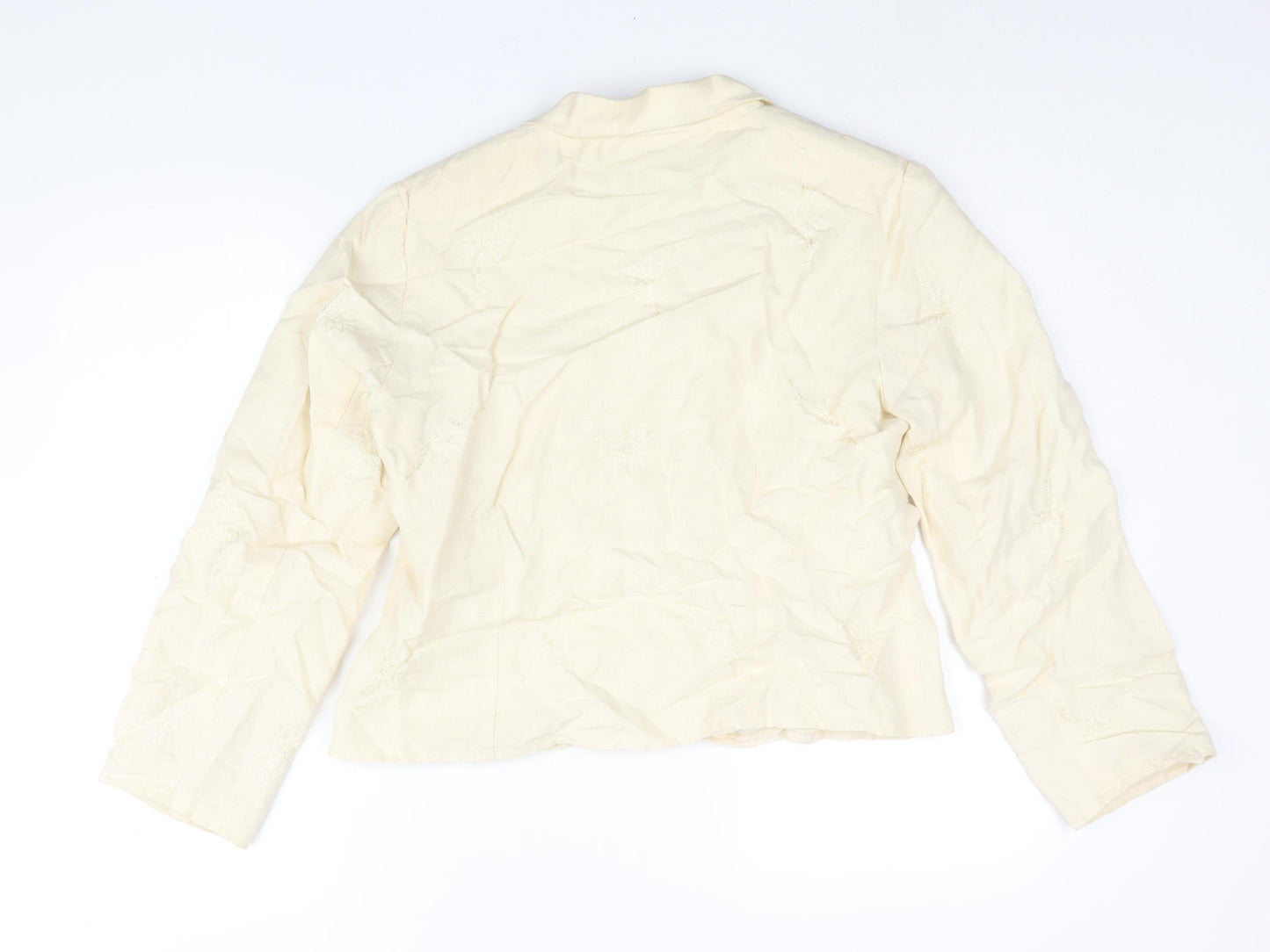 Phool Womens Ivory Floral Jacket Size 16 Button - Embroidered