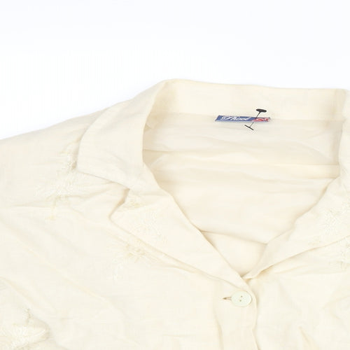 Phool Womens Ivory Floral Jacket Size 16 Button - Embroidered