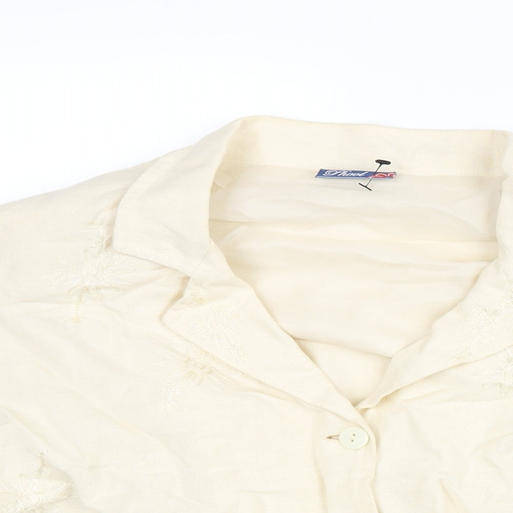Phool Womens Ivory Floral Jacket Size 16 Button - Embroidered