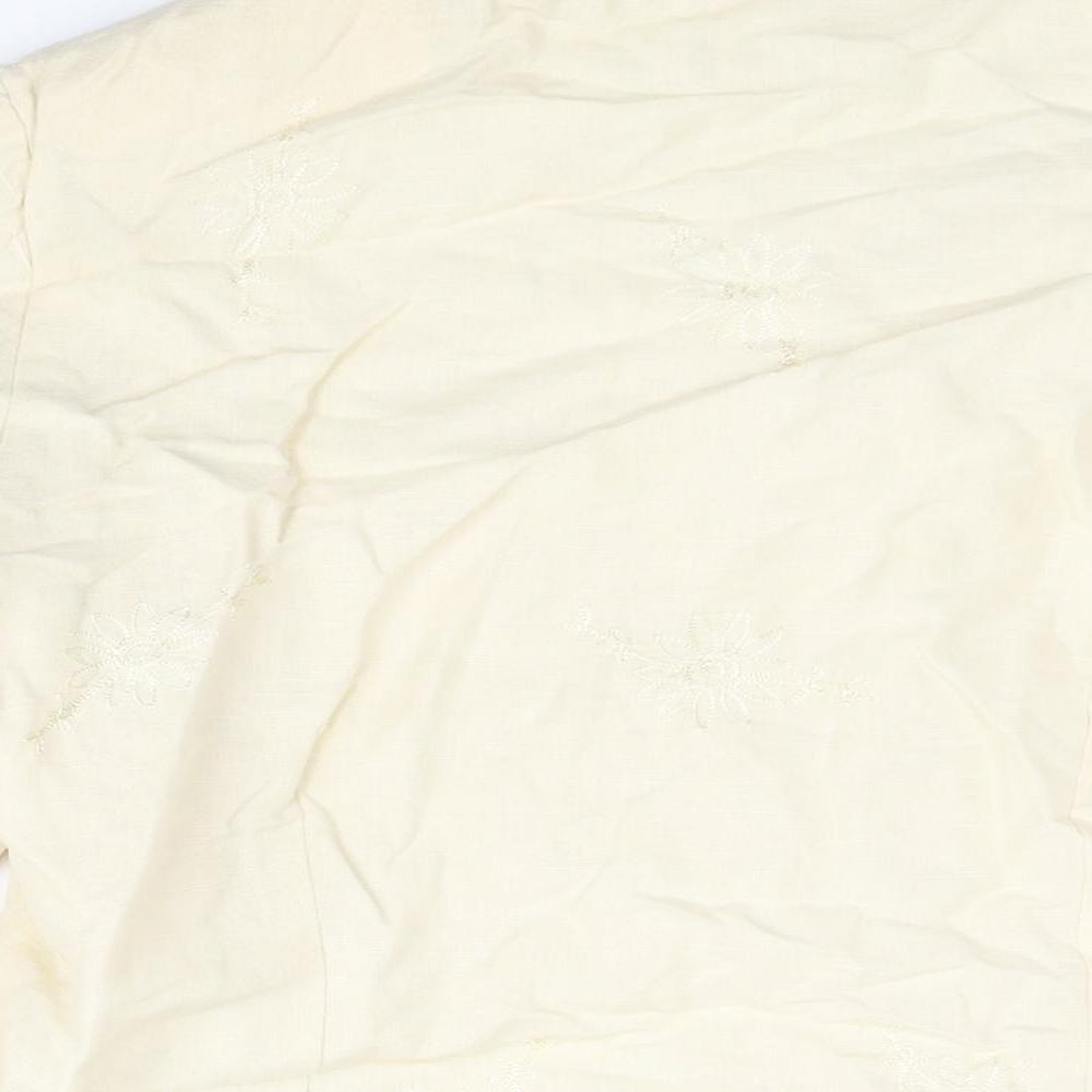 Phool Womens Ivory Floral Jacket Size 16 Button - Embroidered