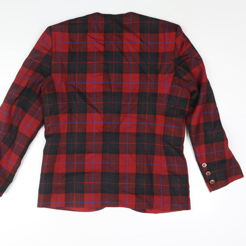 Jean Amol Womens Red Check Jacket Size 12 Button