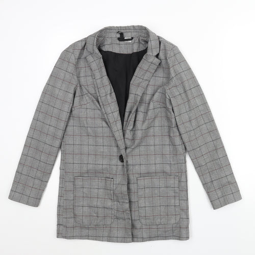 Divided by H&M Womens Grey Check Jacket Blazer Size XS Button